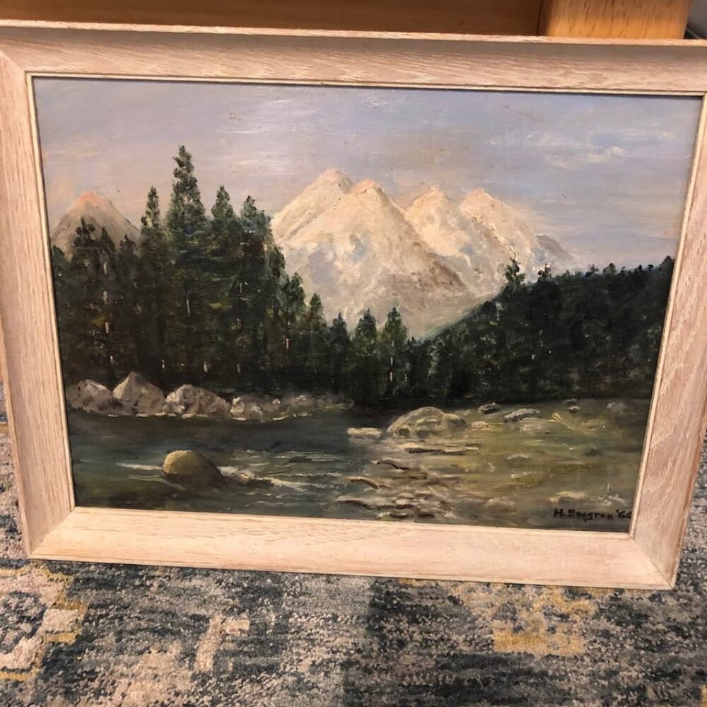 Art Painting Mid Century Three Sisters Peaks - Majestic Oregon Landscape
